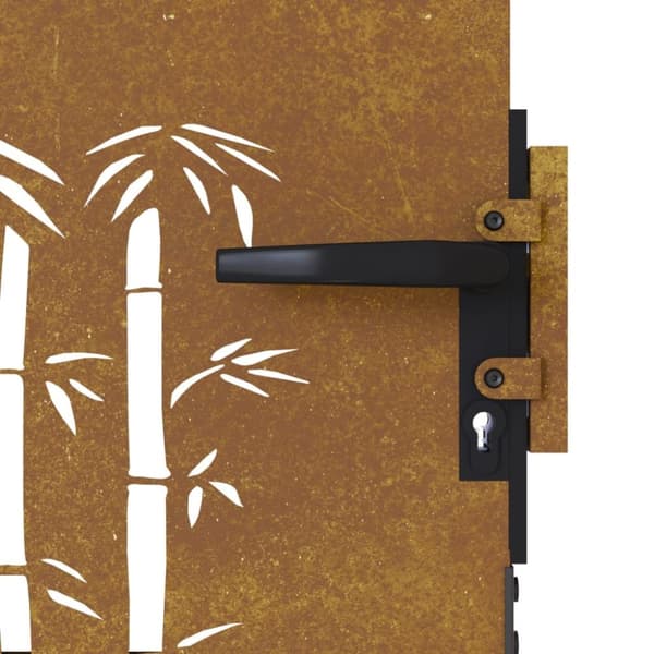 Puutarhaportti 85x100 cm corten teräs bambukuvio