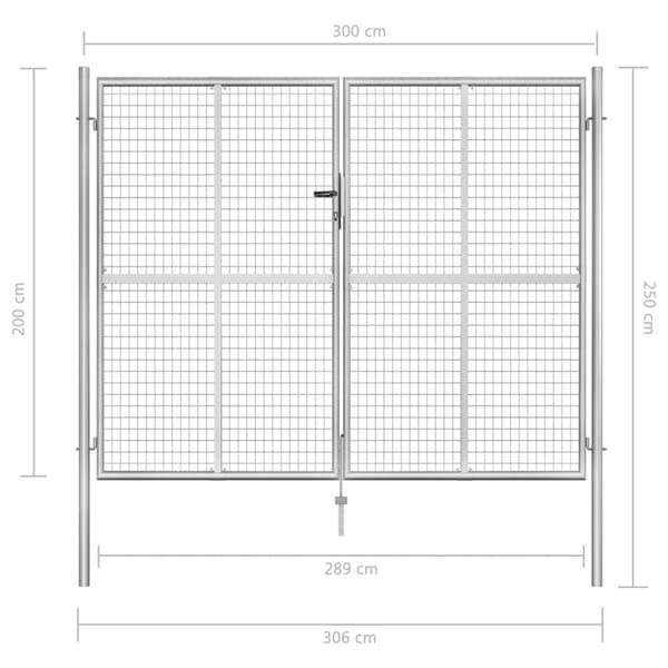 havelåge galvaniseret stål 306 x 250 cm sølvfarvet