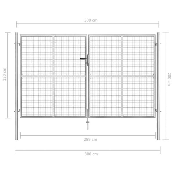 havelåge galvaniseret stål 306 x 200 cm sølvfarvet
