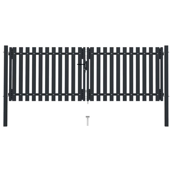 Tuplaovi pihaportti teräs 306x125 cm antrasiitti