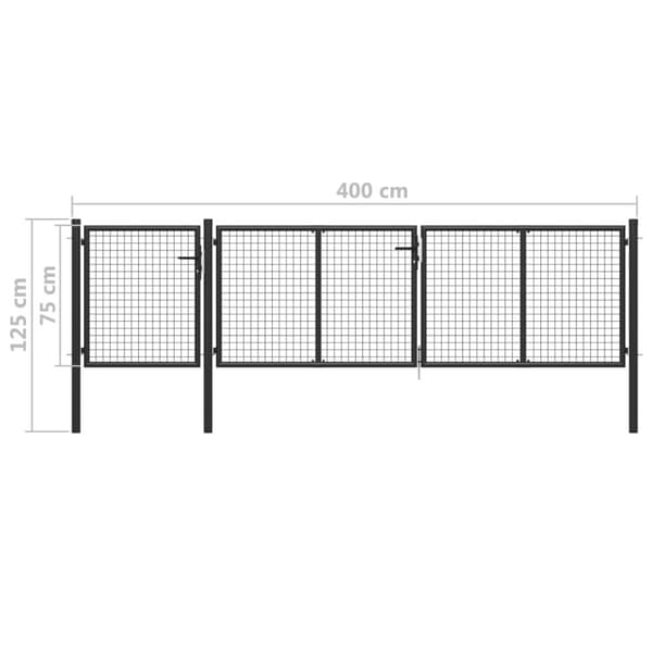 havelåge 400 x 75 cm galvaniseret stål antracitgrå
