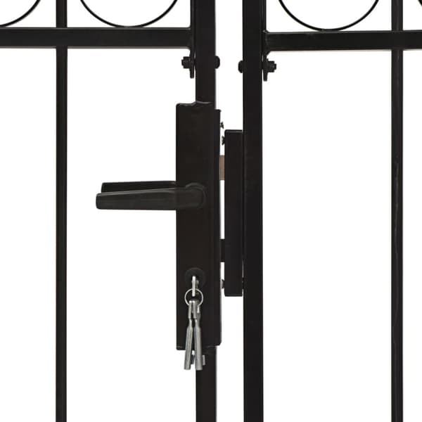 Puutarhaportti tuplaovi kaareva yläosa teräs 300x175 cm musta