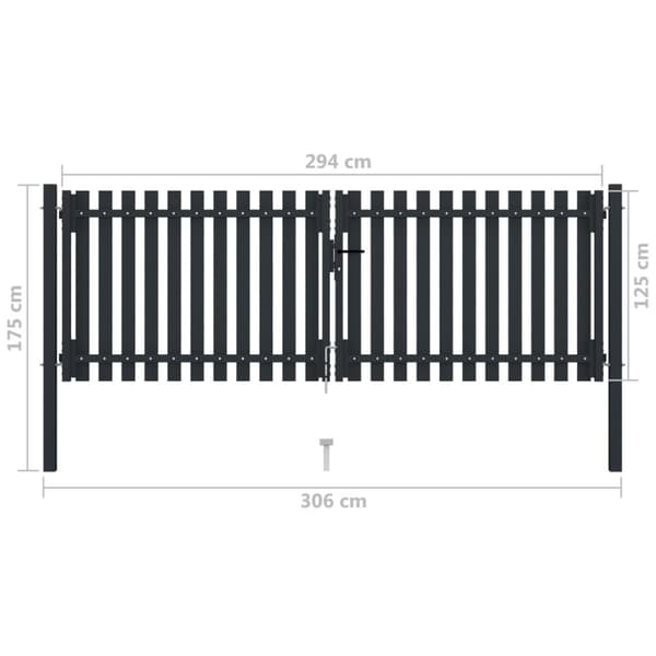 Stängselgrind dubbel stål 306x175 cm antracit