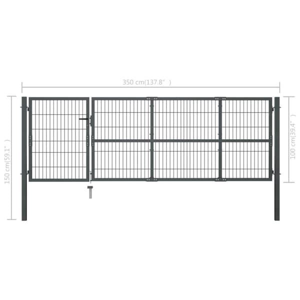 havelåge med stolper stål 350 x 100 cm antracitgrå