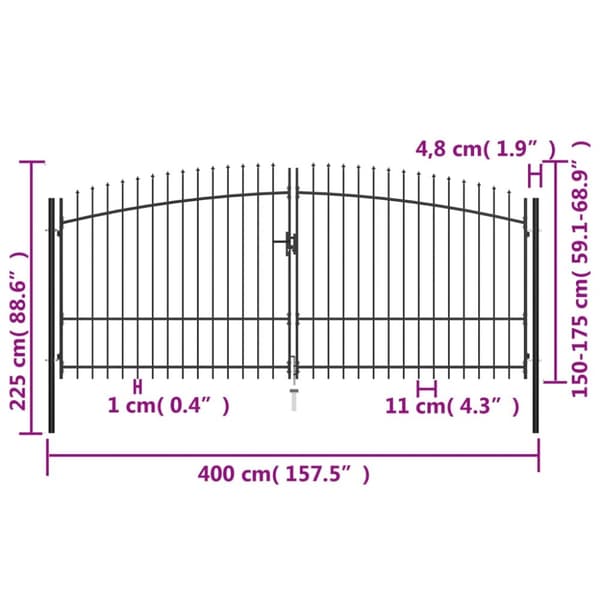 vidaXL Aitaportti keihäskärjillä 400x225 cm - Portit