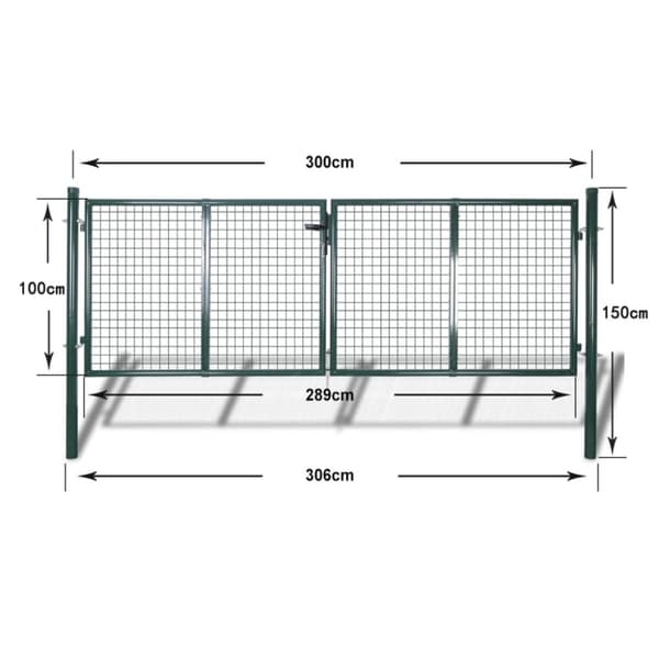 vidaXL havelåge 306 x 150 cm stål grøn - Låger