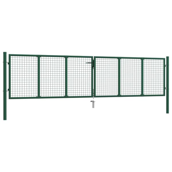 vidaXL Puutarhan verkkoportti teräs 400x100 cm vihreä -  Portit