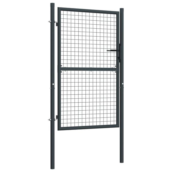 vidaXL Puutarhaportti galvanoitu teräsverkko 100x225 cm harmaa - Portit