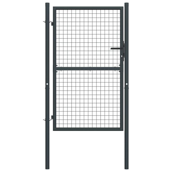vidaXL Puutarhaportti galvanoitu teräsverkko 100x225 cm harmaa - Portit