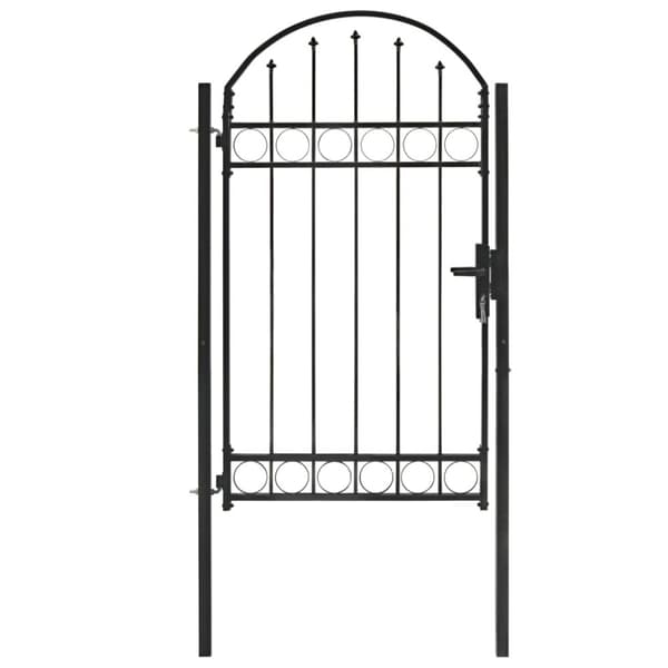 vidaXL Puutarhaportti kaareva yläosa teräs 100x175 cm musta -  Portit