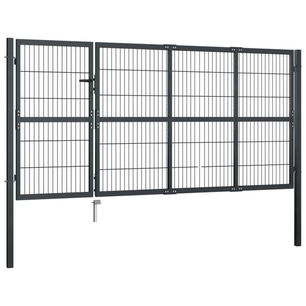 vidaXL Puutarhaportti tolpilla teräs 350x120 cm antrasiitti -  Portit