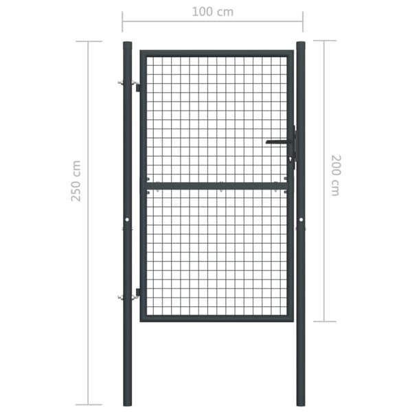 vidaXL havelåge i trådnet 100x250 cm galvaniseret stål grå - Låger