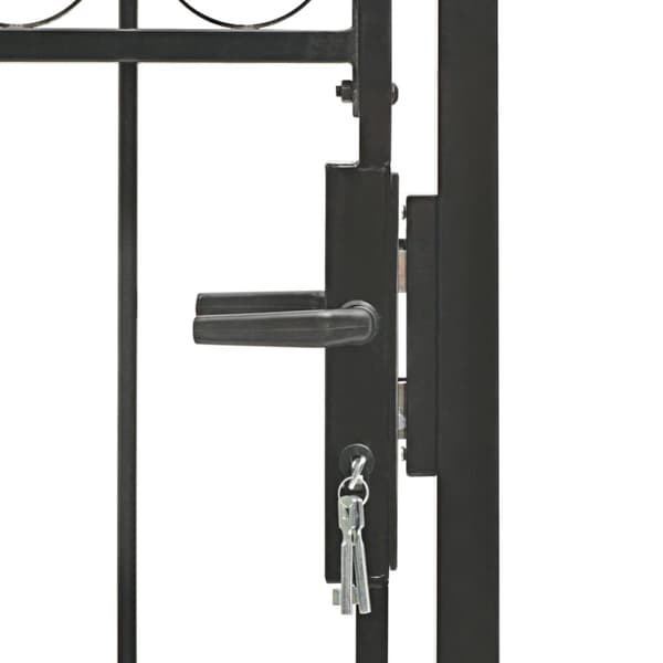 vidaXL hegnslåge med buet top stål 100 x 150 cm sort - Låger