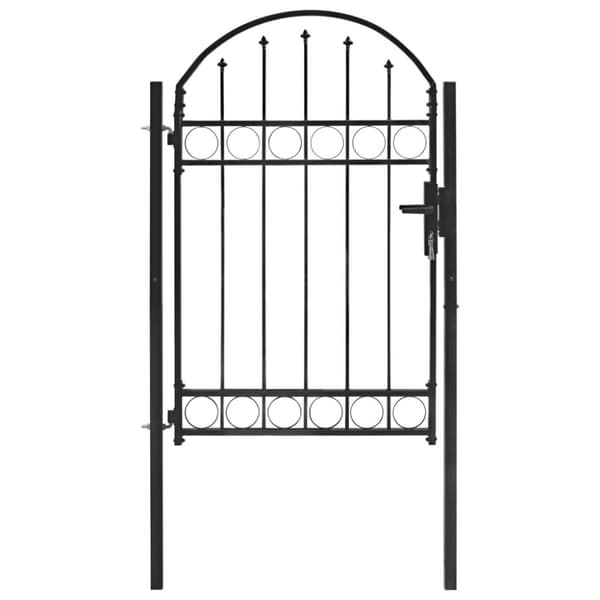 vidaXL hegnslåge med buet top stål 100 x 150 cm sort -  Låger