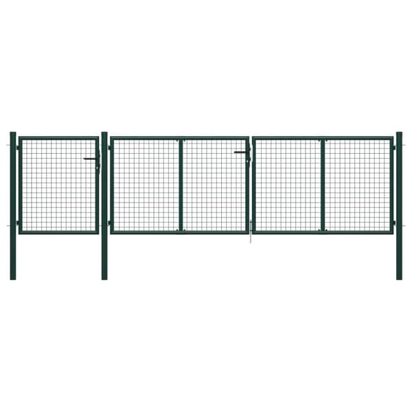 vidaXL Puutarhaportti teräs 400x75 cm vihreä - Portit