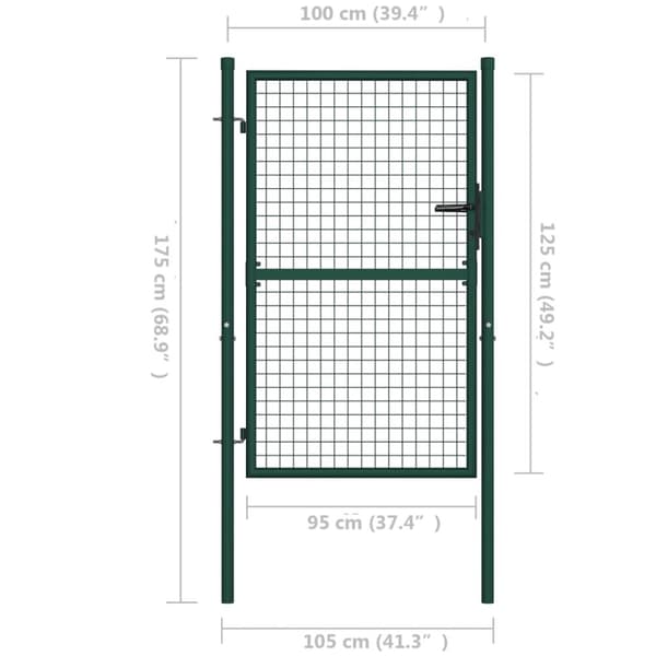 vidaXL Aitaportti teräs 100x125 cm vihreä -  Portit