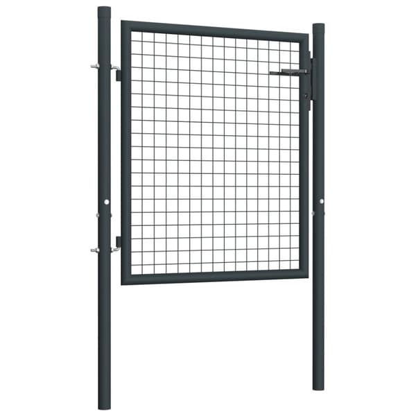 vidaXL Puutarhaportti galvanoitu teräsverkko 100x125 cm harmaa - Portit