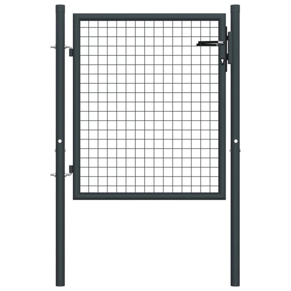 vidaXL Puutarhaportti galvanoitu teräsverkko 100x125 cm harmaa - Portit
