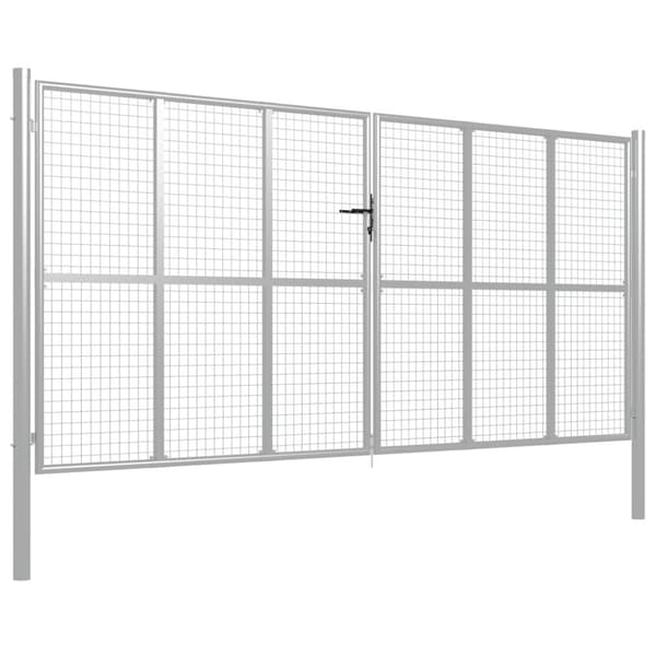 vidaXL Puutarhaportti galvanoitu teräs 415x225 cm hopea - Portit