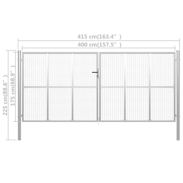 vidaXL Puutarhaportti galvanoitu teräs 415x225 cm hopea - Portit
