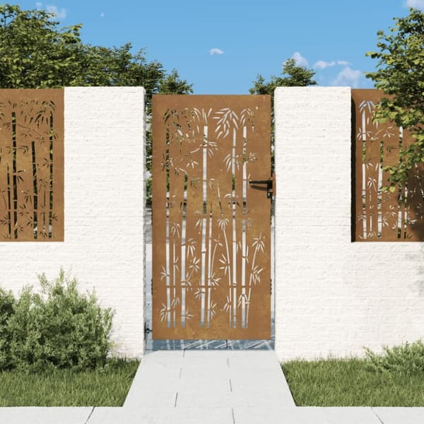 vidaXL Puutarhaportti 85x175 cm corten teräs bambukuvio -  Portit