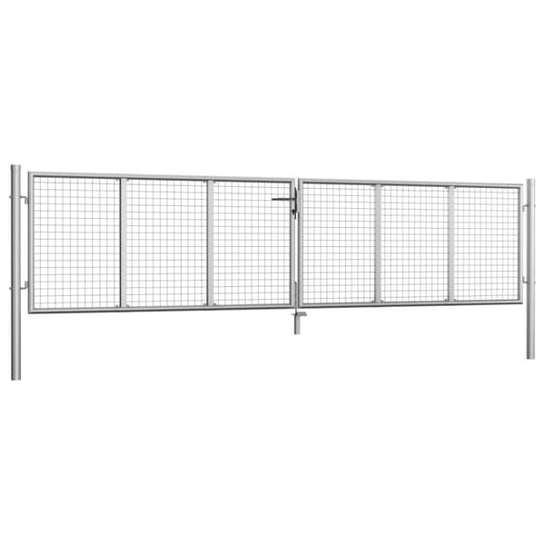 vidaXL Puutarhaportti galvanoitu teräs 415x125 cm hopea - Portit