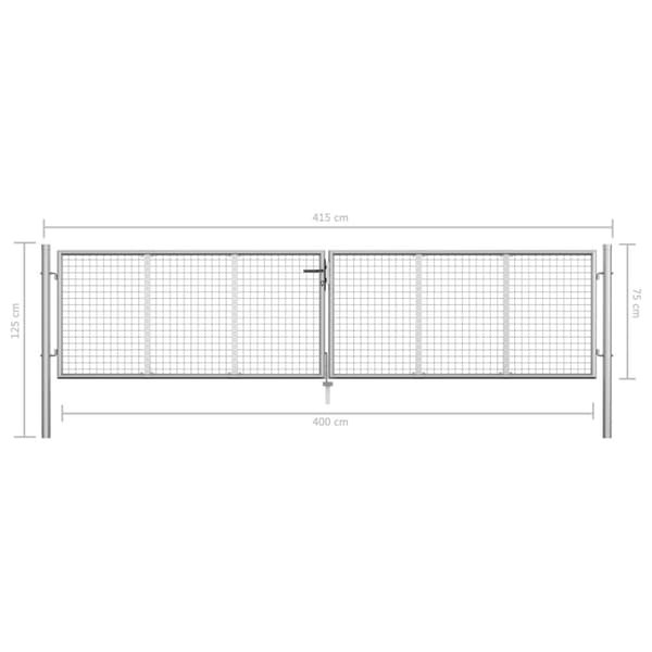 vidaXL Puutarhaportti galvanoitu teräs 415x125 cm hopea - Portit