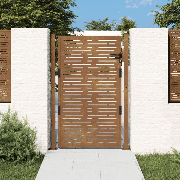 vidaXL Puutarhaportti 105x130 cm corten teräs raitakuvio -  Portit