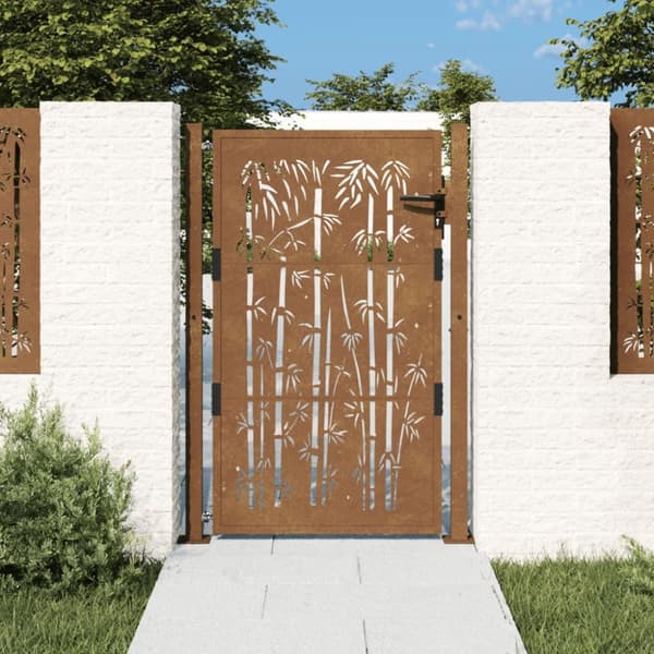vidaXL Puutarhaportti 105x155 cm corten teräs bambukuvio - Portit