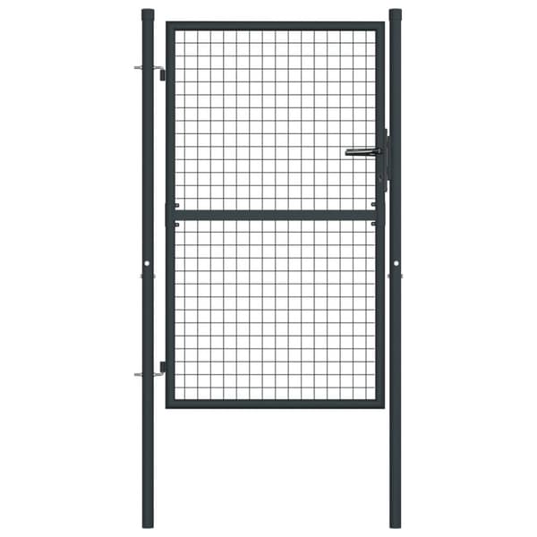 vidaXL Puutarhaportti galvanoitu teräsverkko 100x175 cm harmaa -  Portit
