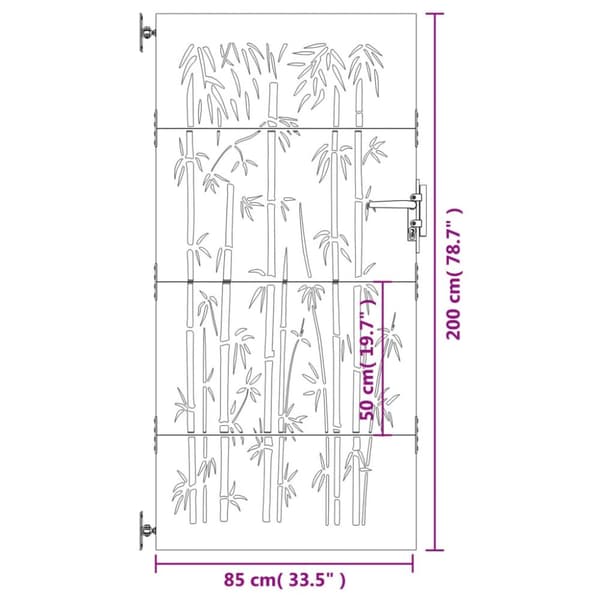 vidaXL Puutarhaportti 85x200 cm corten teräs bambukuvio - Portit