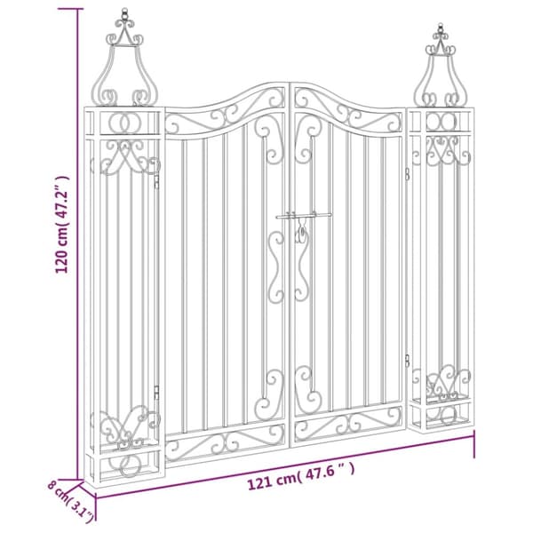 vidaXL Puutarhaportti musta 121x8x120 cm takorauta -  Portit