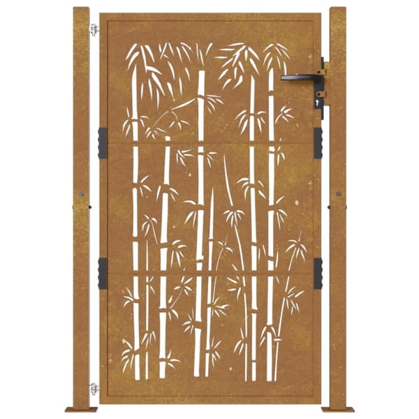 vidaXL havelåge 105x130 cm cortenstål bambusdesign -  Låger