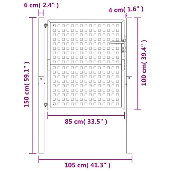 vidaXL Puutarhaportti antrasiitti 105x150 cm teräs -  Portit