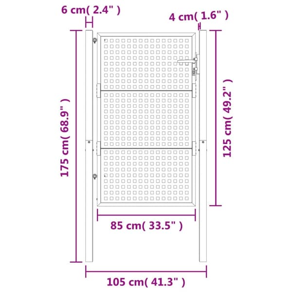 vidaXL Puutarhaportti antrasiitti 105x175 cm teräs -  Portit