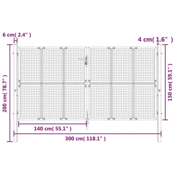 vidaXL Puutarhaportti antrasiitti 300x200 cm teräs - Portit