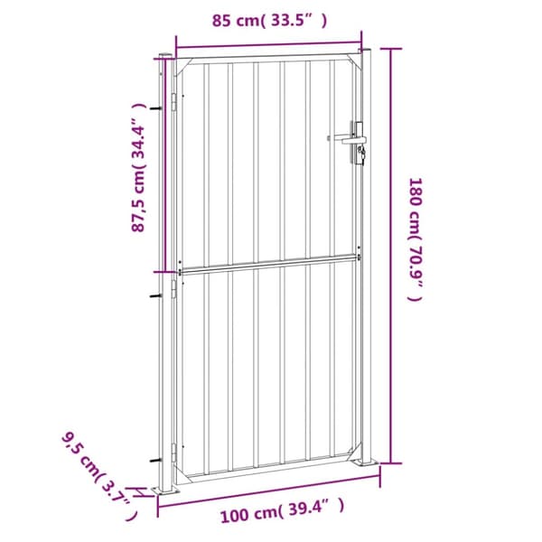 vidaXL havelåge 100x180 cm rustfrit stål -  Låger