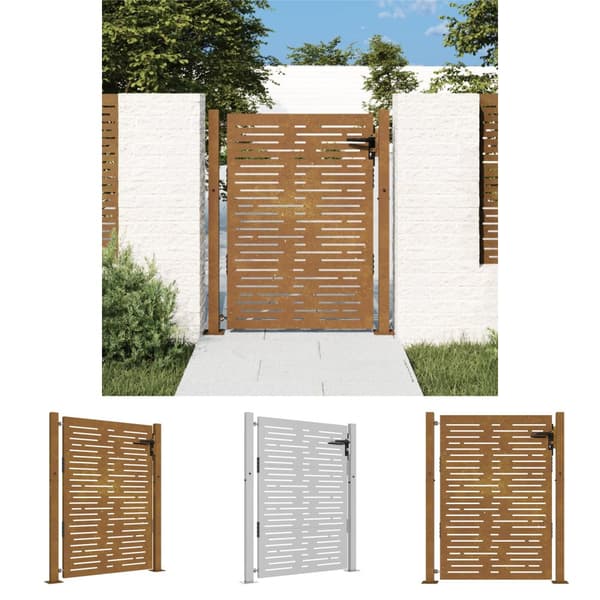 The Living Store Puutarhaportti 105x130 cm corten teräs raitakuvio - Portit
