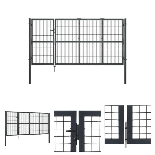 The Living Store Puutarhaportti tolpilla teräs 350x120 cm antrasiitti -  Portit