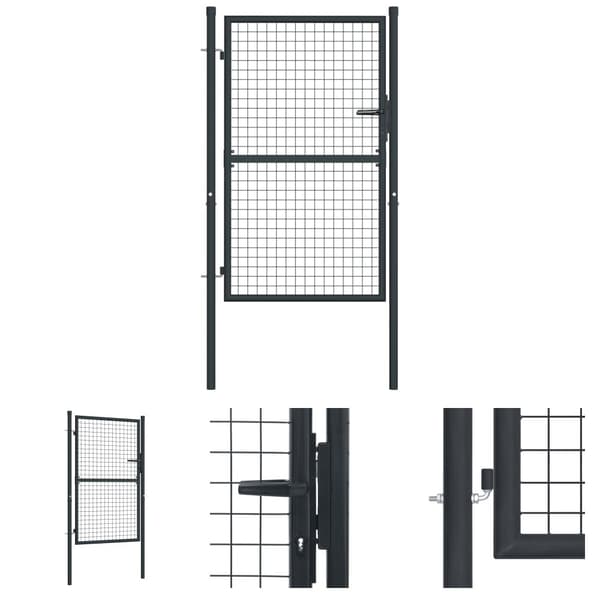 The Living Store Puutarhaportti galvanoitu teräsverkko 100x175 cm harmaa -  Portit