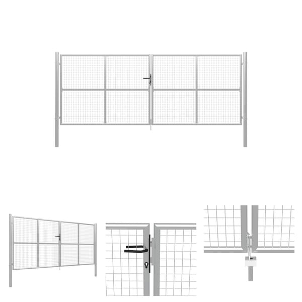 The Living Store Puutarhaportti galvanoitu teräs 415x200 cm hopea -  Portit