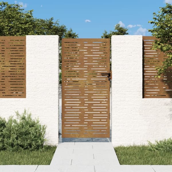 The Living Store Puutarhaportti 85x200 cm corten teräs raitakuvio - Portit