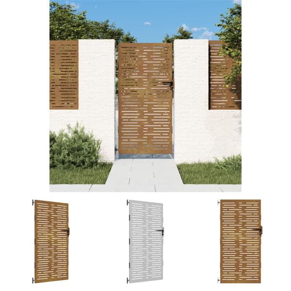 The Living Store Puutarhaportti 85x200 cm corten teräs raitakuvio - Portit