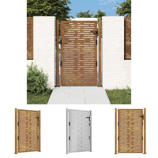 The Living Store Puutarhaportti 105x155 cm corten teräs raitakuvio -  Portit