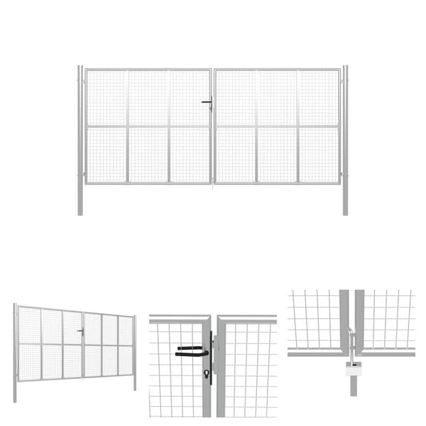 The Living Store Puutarhaportti galvanoitu teräs 415x250 cm hopea -  Portit