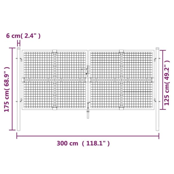 Låger - Living gitterlåge til havehegn 300x175 cm galvaniseret stål sølvfarvet