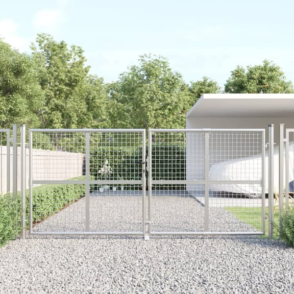 Låger - Living gitterlåge til havehegn 300x175 cm galvaniseret stål sølvfarvet