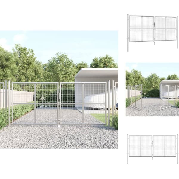 Låger - Living gitterlåge til havehegn 300x175 cm galvaniseret stål sølvfarvet