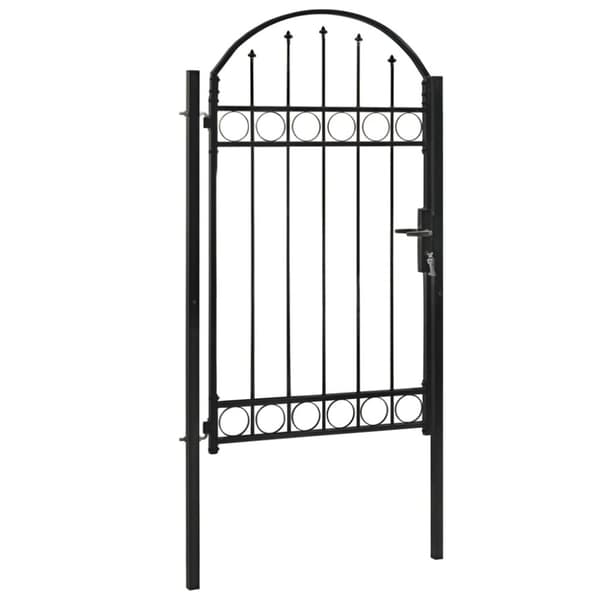 Låger - Living hegnslåge med buet top stål 100 x 175 cm sort