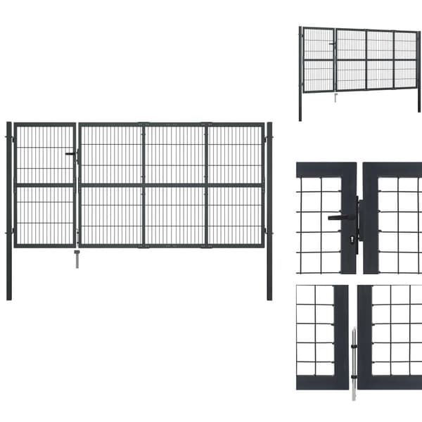 Portit - Living Puutarhaportti tolpilla teräs 350x120 cm antrasiitti